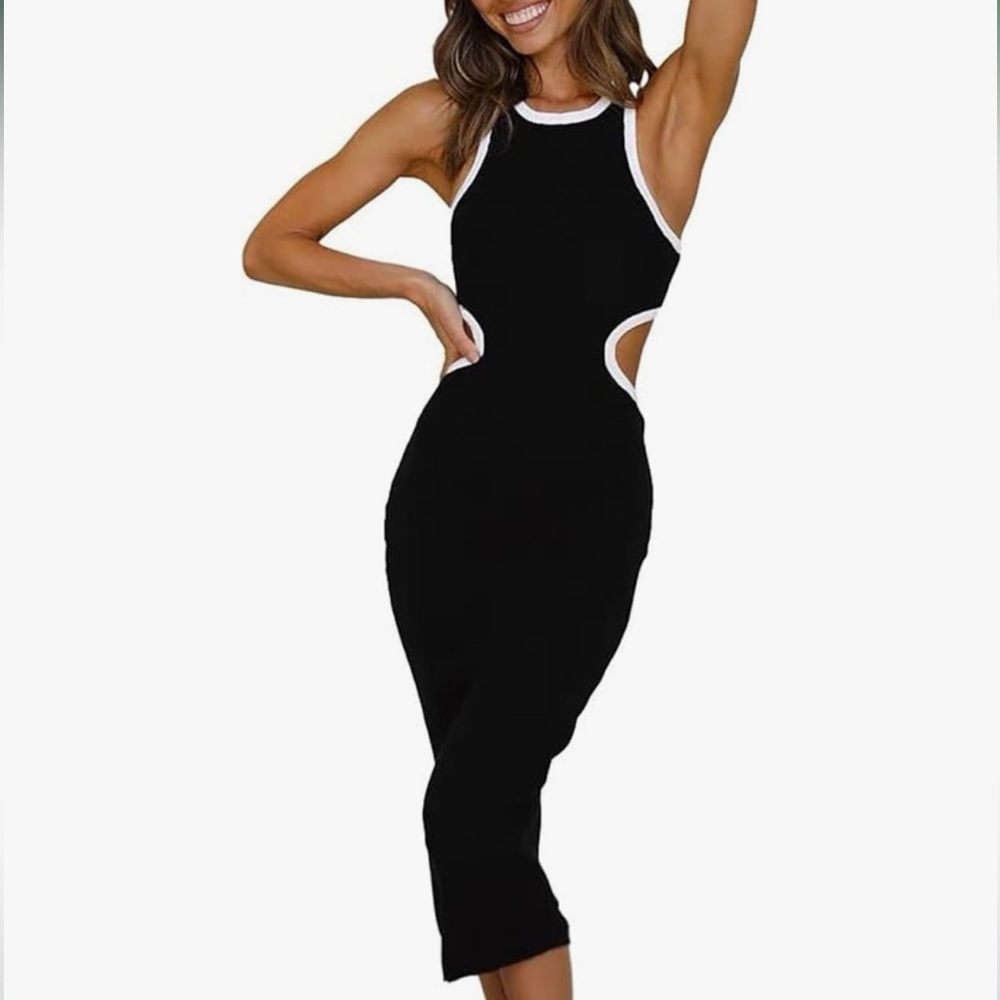 black and white cutout dress